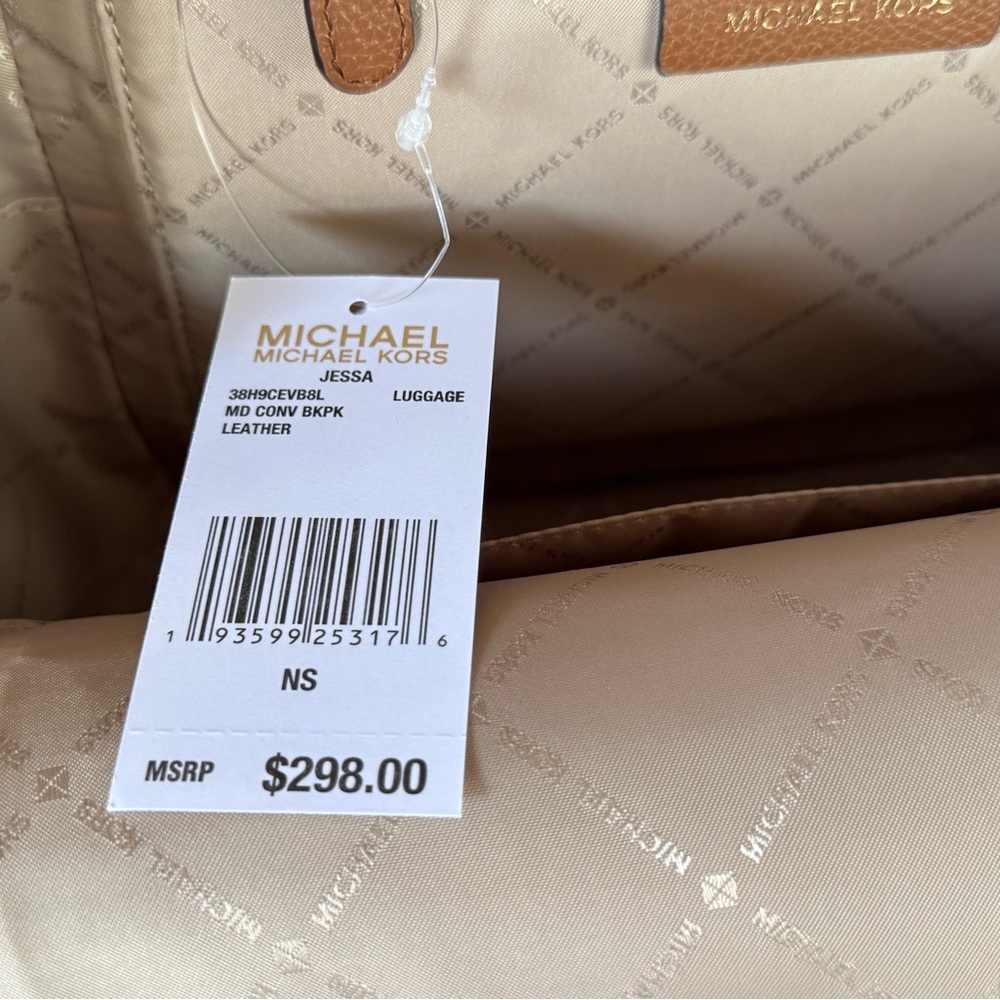 Michael Kors Jessa MD Brown Leather Backpack - Picture 13 of 13